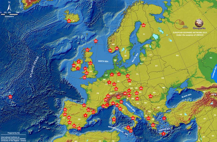 Localisation des sites géoparcs en Europe