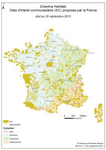 Visuel de la carte de la France des sites d'intérêt communautaire dans la directive Habitats